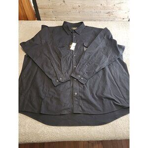 NWT RED HEAD Men's Black 4XL Long Sleeve Button Up Shirt 100% Cotton Mid Weight